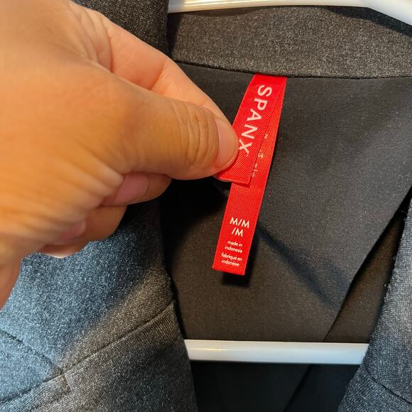 Spanx Perfect Asymmetrical Tailored Blazer Charcoal‎ Heather Ponte Sz Medium New - Picture 7 of 7